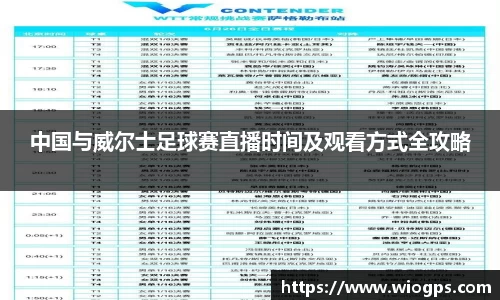 中国与威尔士足球赛直播时间及观看方式全攻略