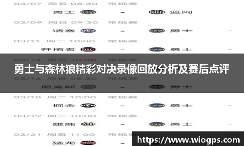 勇士与森林狼精彩对决录像回放分析及赛后点评